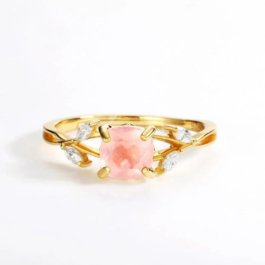S925 Sterling Silver With Natural Crystal Ring - ring - S925 Sterling Silver With Natural Crystal Ring - Gold - by Hunny Life