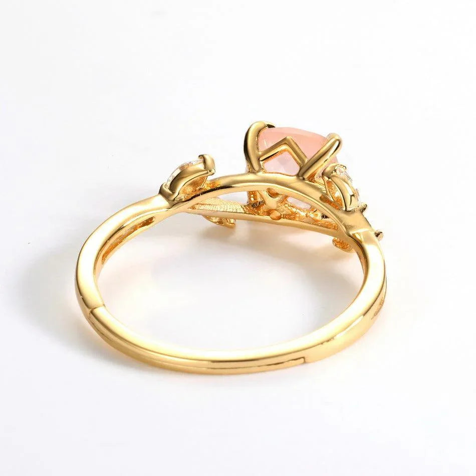 S925 Sterling Silver With Natural Crystal Ring - ring - S925 Sterling Silver With Natural Crystal Ring - Gold - by Hunny Life