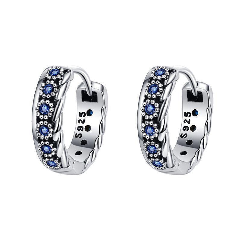 S925 Sterling Silver Zirconium Woven Vintage Earrings - Earrings - S925 Sterling Silver Zirconium Woven Vintage Earrings - Silver - by Hunny Life