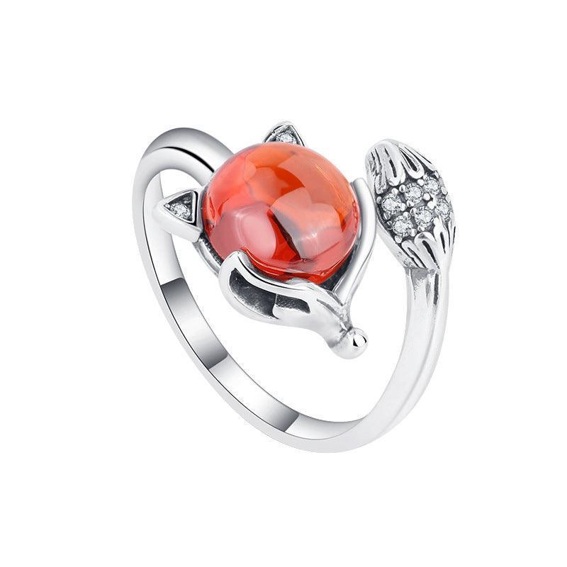 S925 Vintage Ethnic Style Sterling Silver Fox Ring - rings - S925 Vintage Ethnic Style Sterling Silver Fox Ring - Silver - by Hunny Life