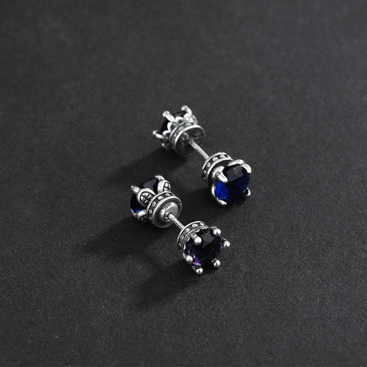 S925 Vintage Scepter Colorful Zirconium Earrings - Earrings - S925 Vintage Scepter Colorful Zirconium Earrings - Blue purple - by Hunny Life