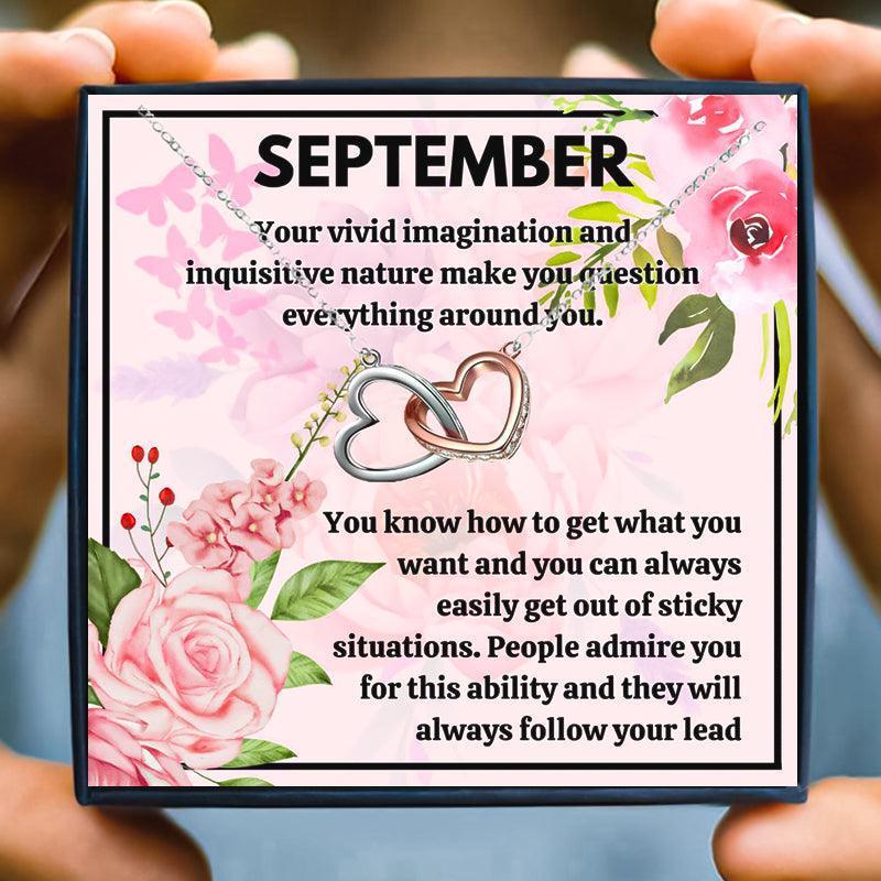 September Birth Month Birthstone Love Knot Necklace Gift Set - Month necklace - September Birth Month Birthstone Love Knot Necklace Gift Set - Free Box / Double Heart - by Hunny Life