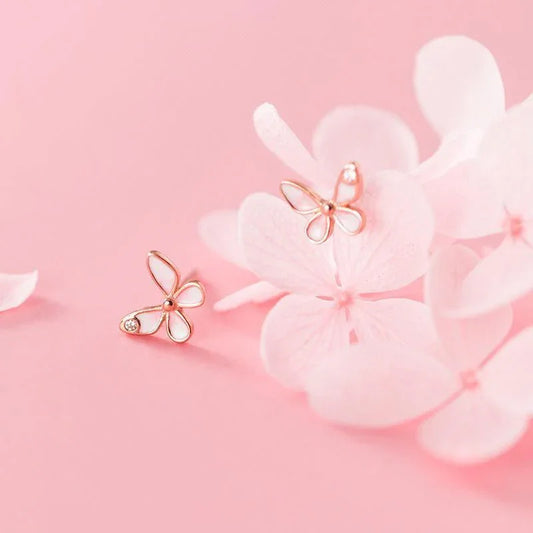 Silver Forest Mini Pink Butterfly Stud Earrings - Earrings - Silver Forest Mini Pink Butterfly Stud Earrings - A pair of rose gold butterflie - by Hunny Life