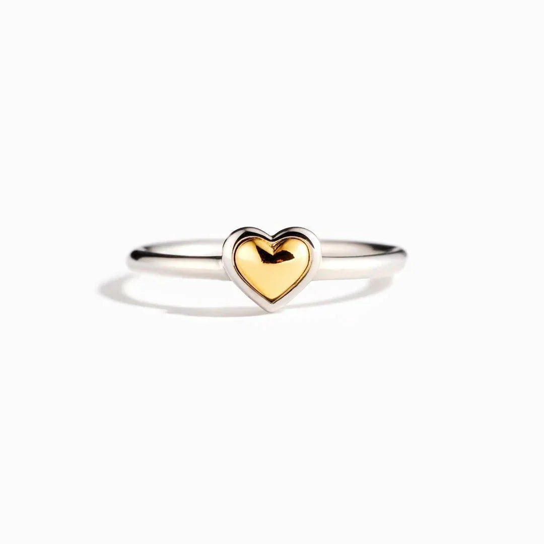 Simple Love Heart Two color Ring - rings - Simple Love Heart Two color Ring - Gold / number 6 - by Hunny Life