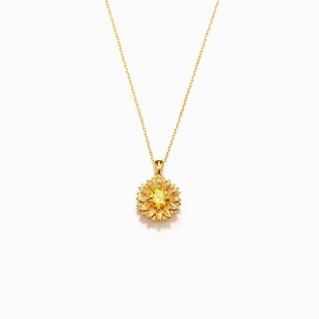 Simple Sunflower Pendant Necklace - necklaces - Simple Sunflower Pendant Necklace - Gold - by Hunny Life