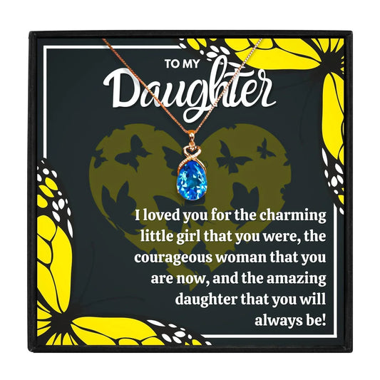 Special, Meaningful Daughter Gift Necklaces - daughter necklaces - Special, Meaningful Daughter Gift Necklaces - Blue Crystal Necklace / Rose Gold - by Hunny Life
