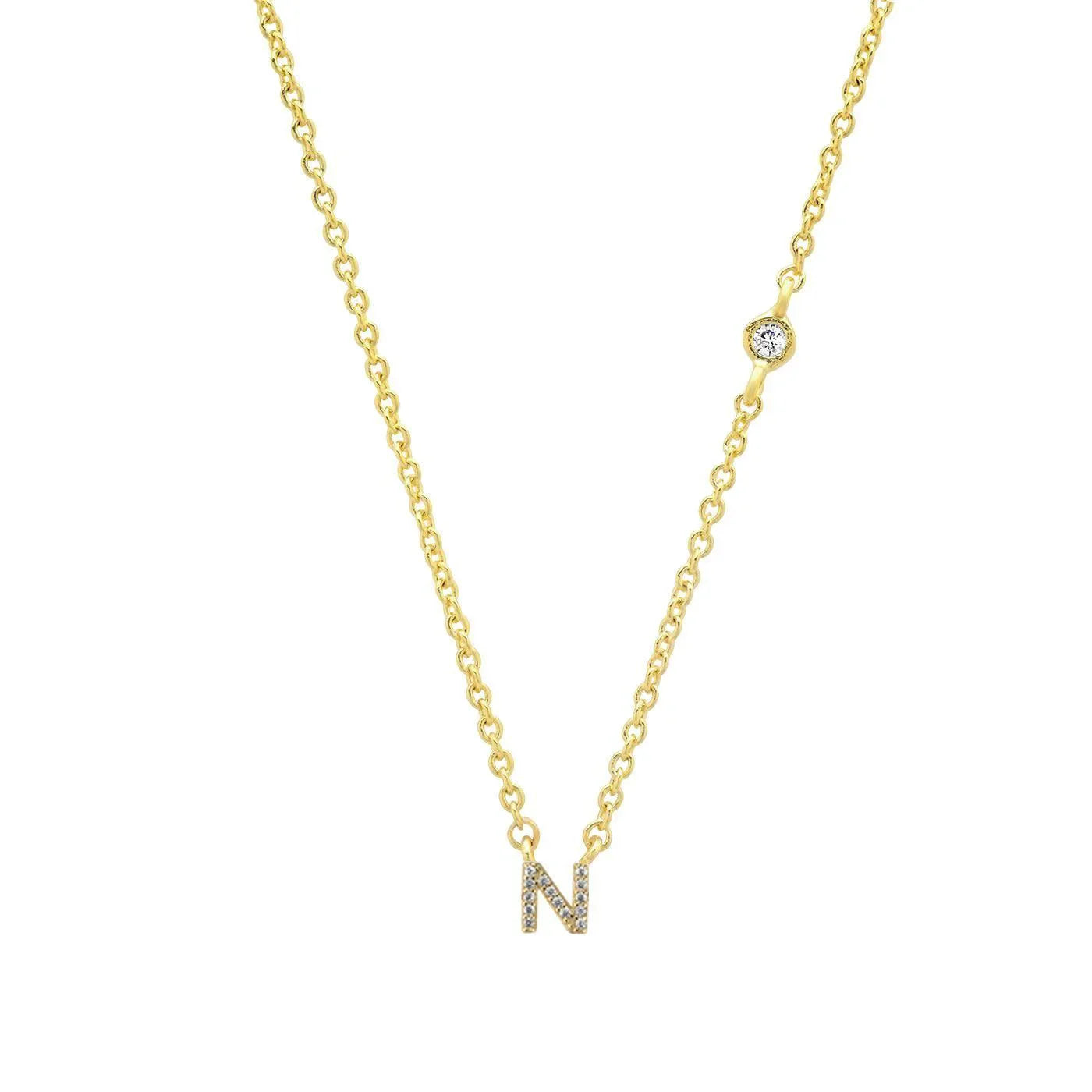 Sterling Silver Letter Pendant Necklace - necklaces - Sterling Silver Letter Pendant Necklace - Gold / N - by Hunny Life