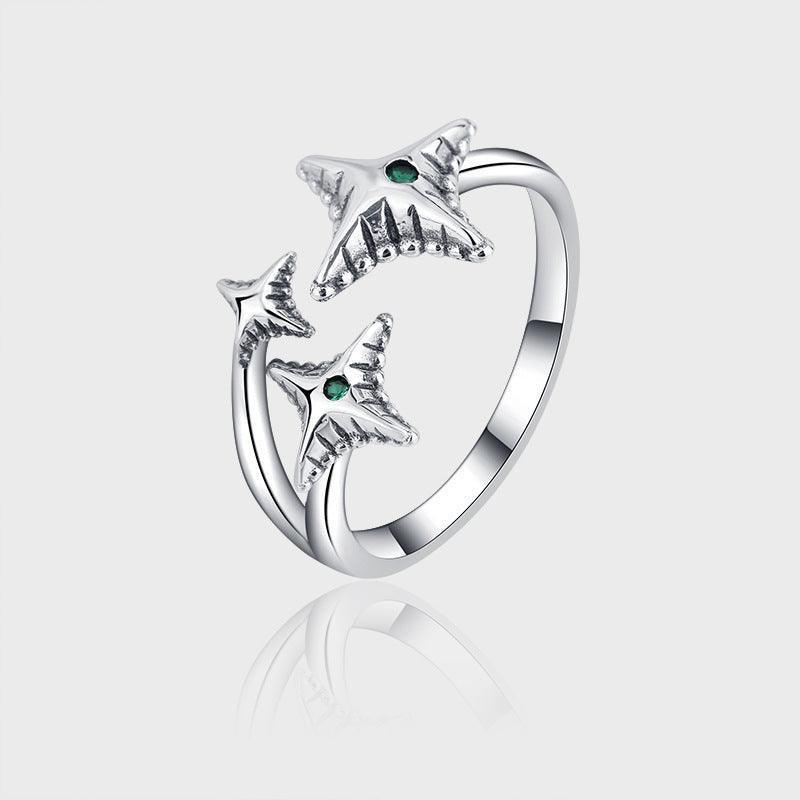 Sterling Silver Meteor Moonlight Stone Irregular Texture Ring - rings - Sterling Silver Meteor Moonlight Stone Irregular Texture Ring - Silver - by Hunny Life