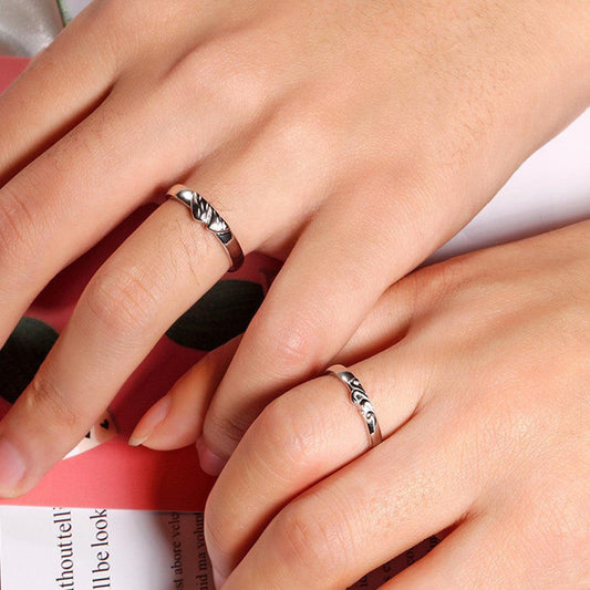 Sterling Silver Swearing Couple Rings For Men And Women - ring - Sterling Silver Swearing Couple Rings For Men And Women - Eachother ring / Adjustable opening - by Hunny Life