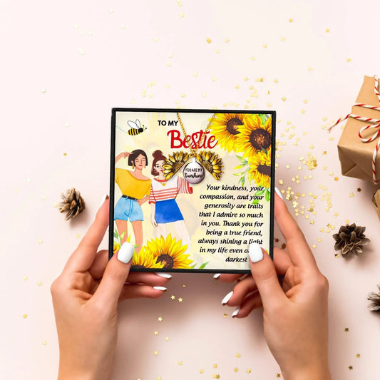 Sunflower Best Friend Necklace Gift Set - Friendship Necklace - Sunflower Best Friend Necklace Gift Set - Default Title - by Hunny Life