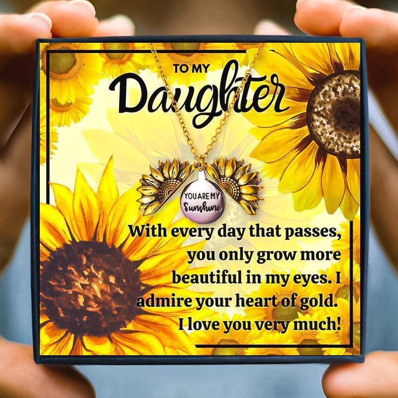 Sunflower Gift Necklace For Daughter from Dad and Mom - daughter necklaces - Sunflower Gift Necklace For Daughter from Dad and Mom - Sunflower - by Hunny Life