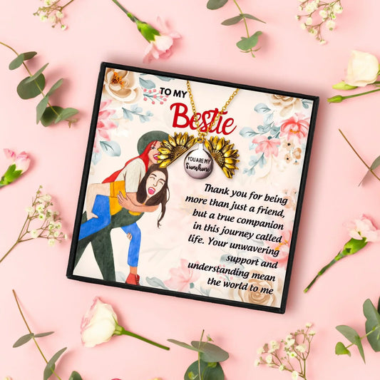 Sunflower Necklace Gift for My Bestie - Friendship Necklace - Sunflower Necklace Gift for My Bestie - Default Title - by Hunny Life