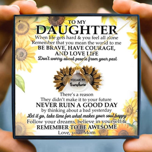 Sunflower Necklaces To My Daughter From Mom - daughter necklaces - Sunflower Necklaces To My Daughter From Mom - Default Title - by Hunny Life