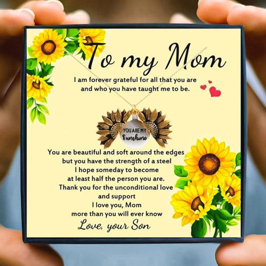 Sunflower Necklaces To My Mom From Son - mom necklaces - Sunflower Necklaces To My Mom From Son - Default Title - by Hunny Life