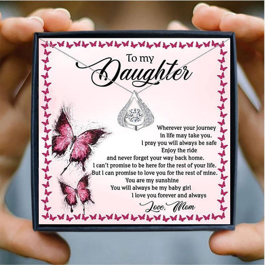 To Daughter Drop Crystal Necklace - daughter necklaces - To Daughter Drop Crystal Necklace - Default Title - by Hunny Life