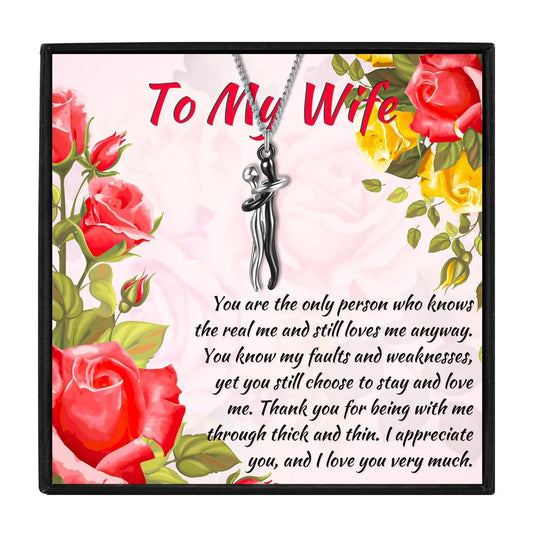 To My Amazing Wife Hug Necklace Gift Set - wife necklaces - To My Amazing Wife Hug Necklace Gift Set - Black and Silver - by Hunny Life
