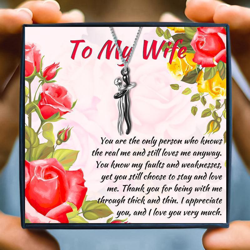 To My Amazing Wife Hug Necklace Gift Set - wife necklaces - To My Amazing Wife Hug Necklace Gift Set - Black and Gold - by Hunny Life
