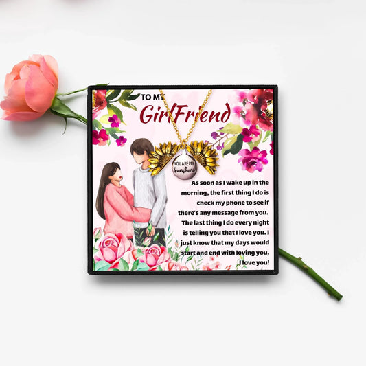 To My Beautiful Girlfriend Sunflower Necklace - Girlfriend Necklaces - To My Beautiful Girlfriend Sunflower Necklace - Default Title - by Hunny Life