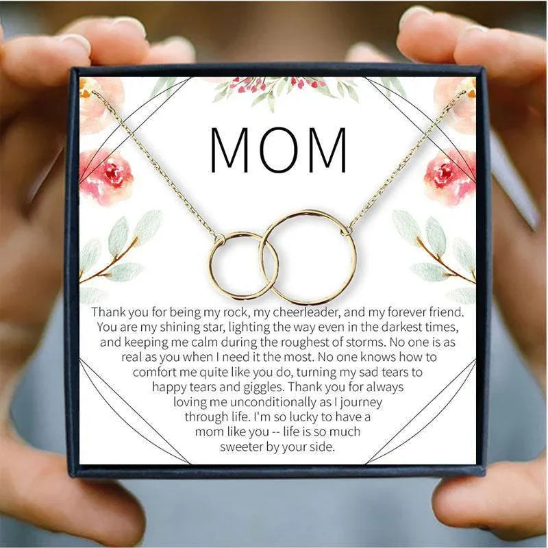 To My Beautiful Mom Double Circles Gift Necklace - mom necklaces - To My Beautiful Mom Double Circles Gift Necklace - Rose Gold - by Hunny Life