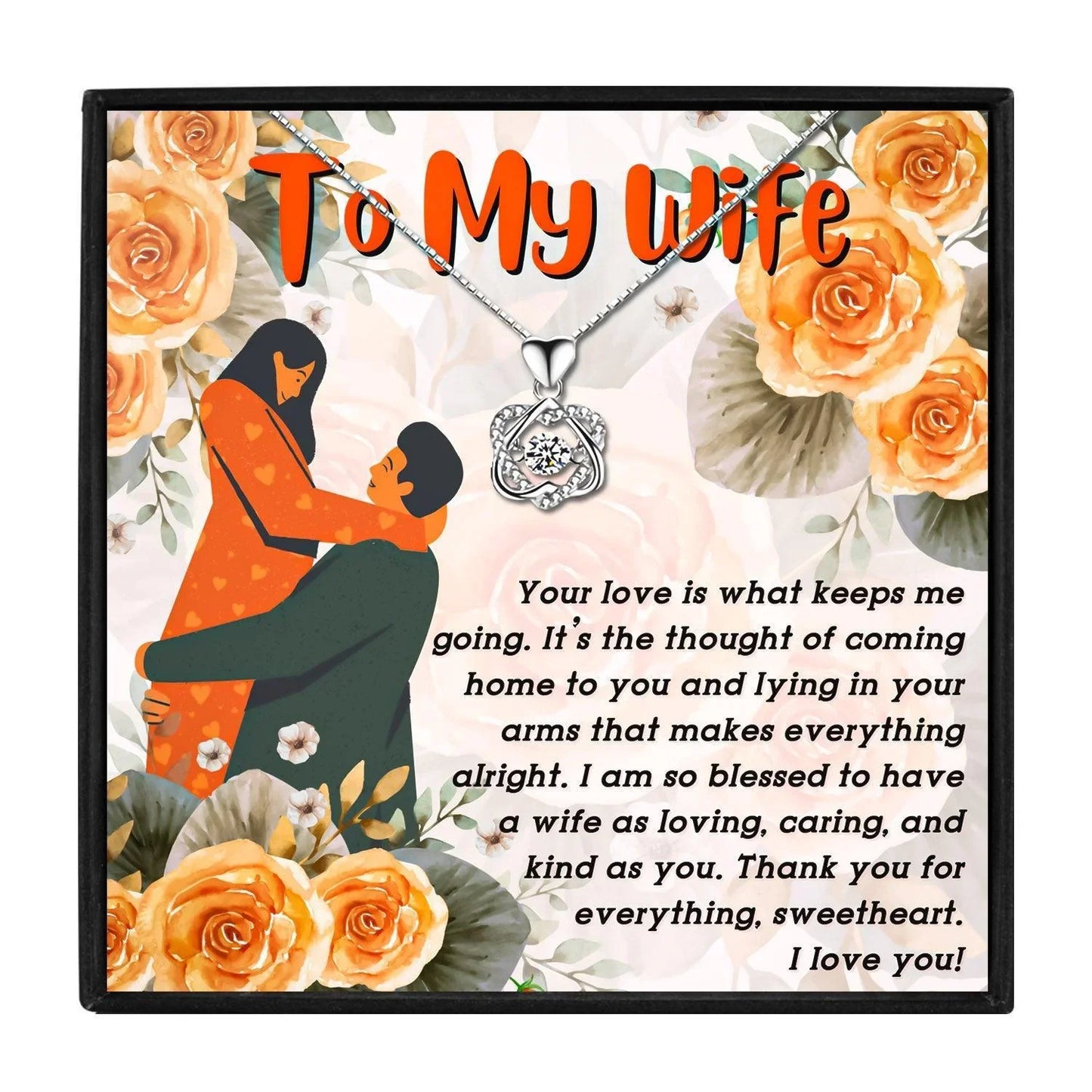 To My Beautiful Wife Happy Anniversary Gift Necklace - wife necklaces - To My Beautiful Wife Happy Anniversary Gift Necklace - Red Crystal - by Hunny Life