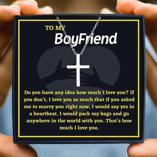 To My Boyfriend Always Remember Cross Necklace - boyfriend necklace - To My Boyfriend Always Remember Cross Necklace - Default Title - by Hunny Life