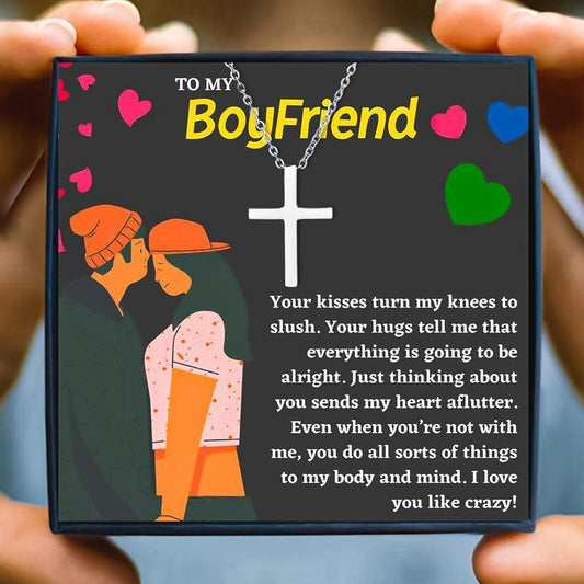 To My Boyfriend Make Me Feel Beautiful Cross Necklace - boyfriend necklace - To My Boyfriend Make Me Feel Beautiful Cross Necklace - Default Title - by Hunny Life