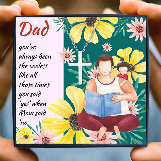 To My Dad Cross Necklace Gift Set From Daughter - dad necklace - To My Dad Cross Necklace Gift Set From Daughter - Default Title - by Hunny Life