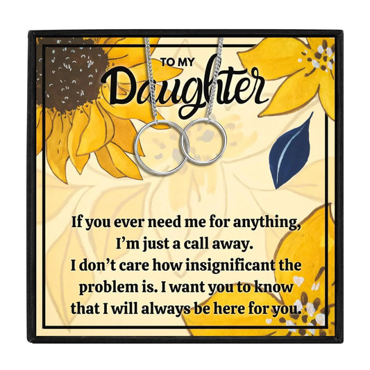 To My Daughter Always Together Double Circle Necklace Form Mom - daughter necklaces - To My Daughter Always Together Double Circle Necklace Form Mom - Silver - by Hunny Life