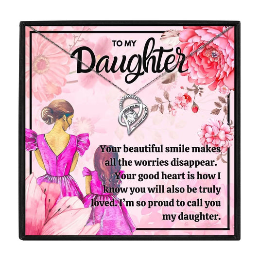 To My Daughter Cute Necklace From Love Mom - daughter necklaces - To My Daughter Cute Necklace From Love Mom - Moon and Back - by Hunny Life