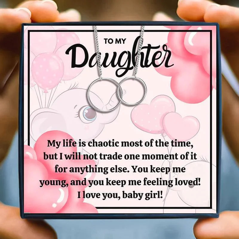 To My Daughter Interlocking Circles Gift Necklace - daughter necklaces - To My Daughter Interlocking Circles Gift Necklace - Rose Gold - by Hunny Life