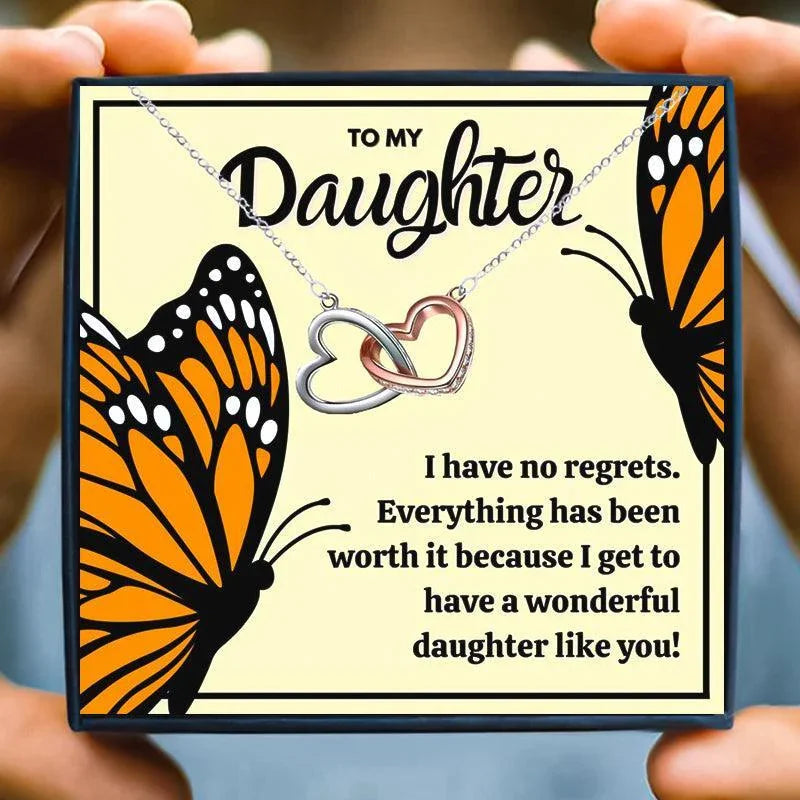 To My Daughter Necklace Gift Double Heart Necklace - daughter necklaces - To My Daughter Necklace Gift Double Heart Necklace - Sunflower - by Hunny Life