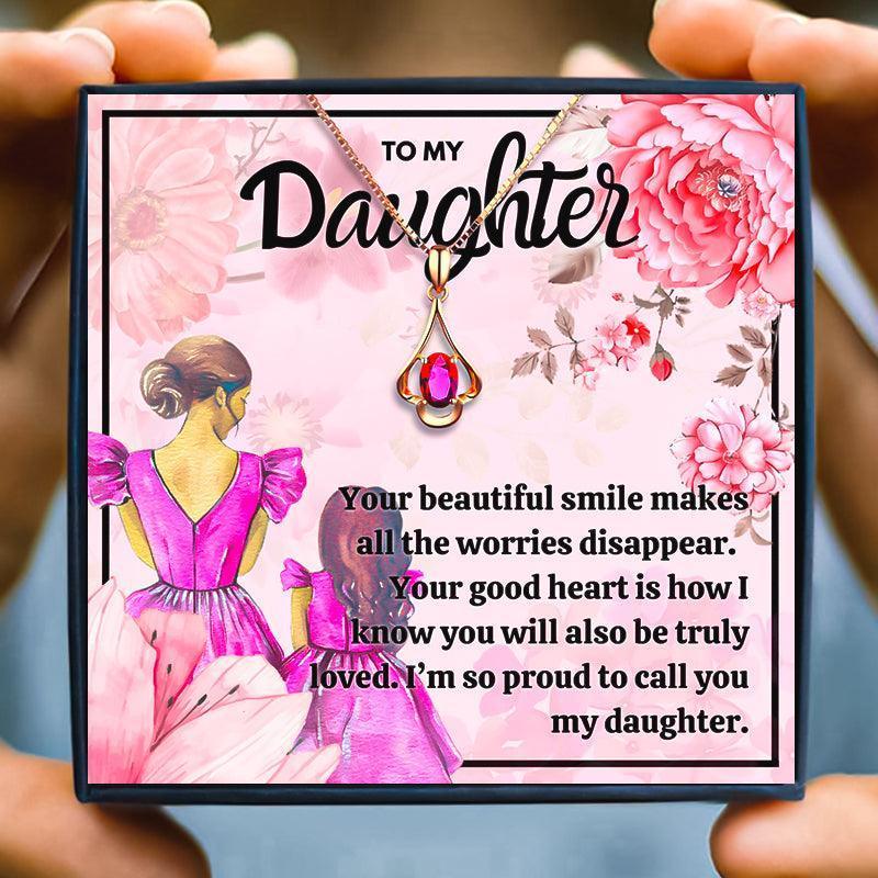 To My Daughter Red Crystal Necklace From Mom - daughter necklaces - To My Daughter Red Crystal Necklace From Mom - Red Crystal Necklace / Rose Gold - by Hunny Life