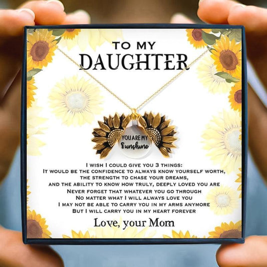 To My Daughter Sunflower Necklace Gift From Mom - daughter necklaces - To My Daughter Sunflower Necklace Gift From Mom - Default Title - by Hunny Life