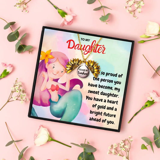 To My Daughter Sunflower Necklace Set - daughter necklaces - To My Daughter Sunflower Necklace Set - Default Title - by Hunny Life