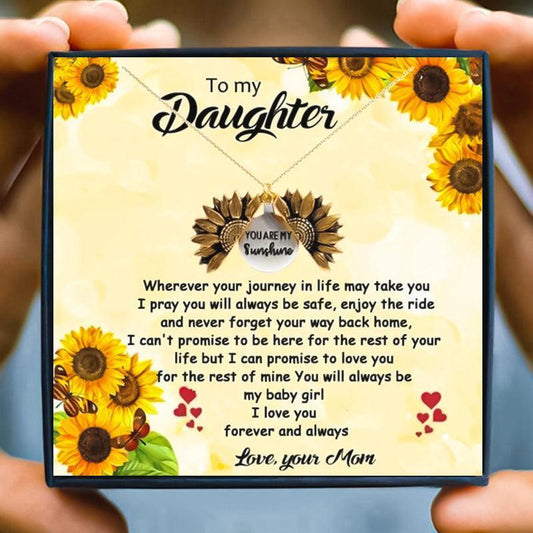 To My Daughter You Are My Sunshine Sunflower Necklace - daughter necklaces - To My Daughter You Are My Sunshine Sunflower Necklace - Default Title - by Hunny Life