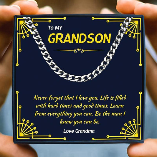 To My Dear Grandson Luxury Necklace From Grandma - grandson necklace - To My Dear Grandson Luxury Necklace From Grandma - Silver / 50cm / 5mm - by Hunny Life
