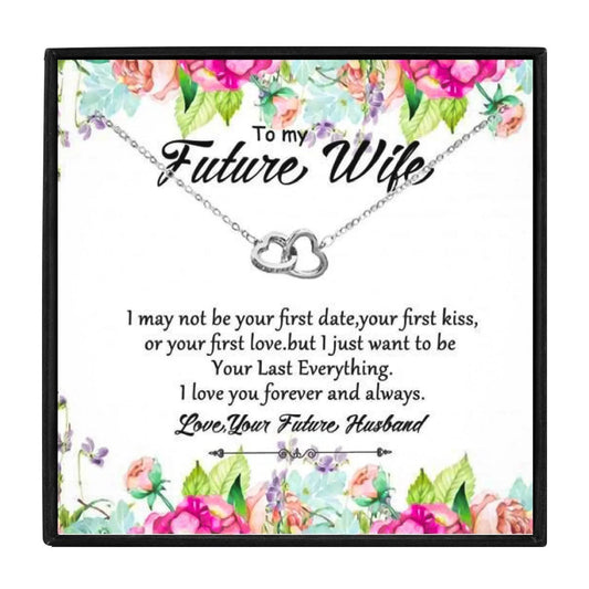 To My Future Wife Double Heart Necklace - wife necklaces - To My Future Wife Double Heart Necklace - Silver - by Hunny Life