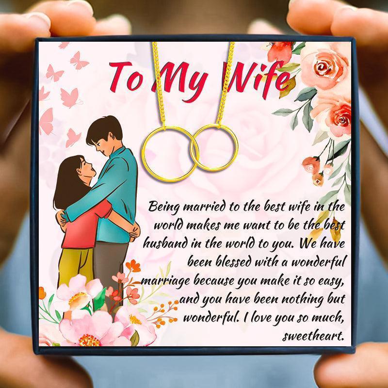 To My Gorgeous Wife Anniversary Necklace Gift Set - wife necklaces - To My Gorgeous Wife Anniversary Necklace Gift Set - Rose Gold - by Hunny Life