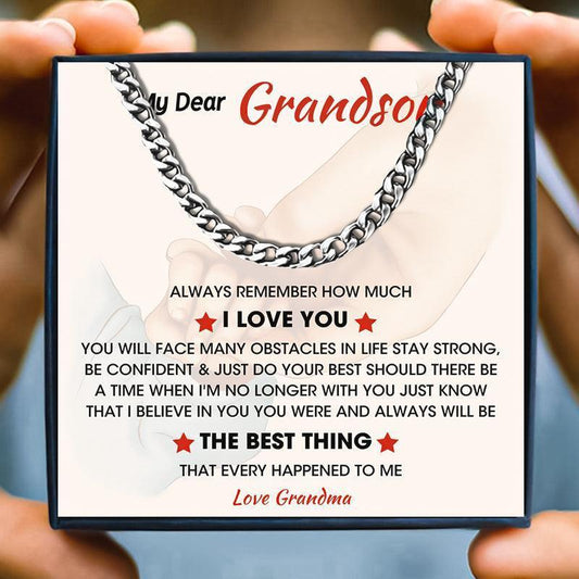 To My Grandson I Love you Gift Necklace Set - grandson necklace - To My Grandson I Love you Gift Necklace Set - Silver / 50cm / 5mm - by Hunny Life