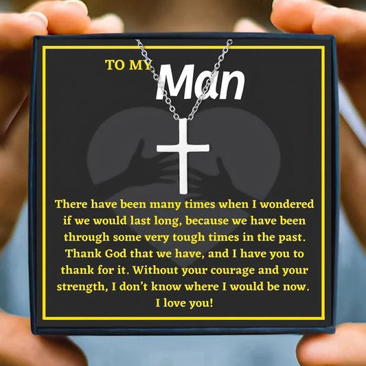 To My Husband Cross Necklace Gift Set From Wife - husband necklace - To My Husband Cross Necklace Gift Set From Wife - Default Title - by Hunny Life