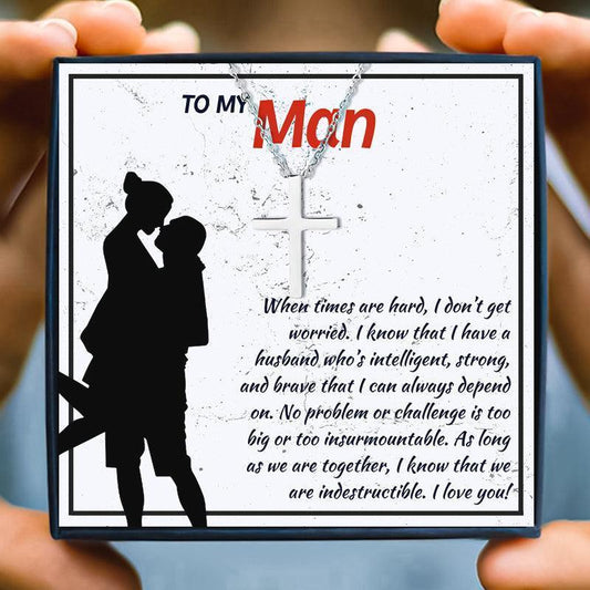 To My Husband Cross Pendant Necklace Gift Set - husband necklace - To My Husband Cross Pendant Necklace Gift Set - Default Title - by Hunny Life