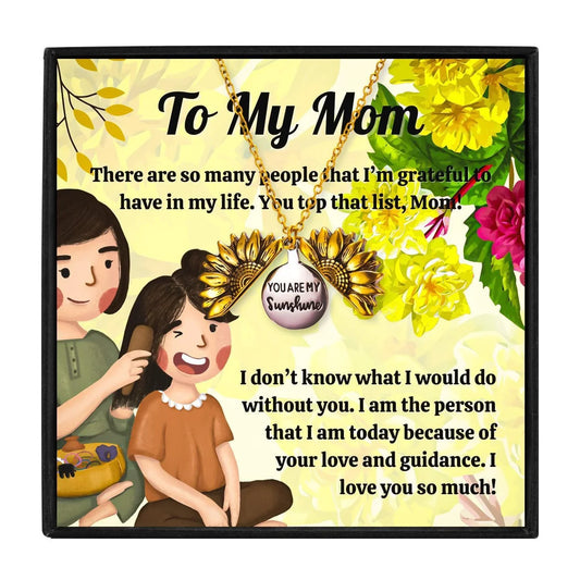 To My Loving Mom Necklace From Daughter - mom necklaces - To My Loving Mom Necklace From Daughter - Sunflower - by Hunny Life