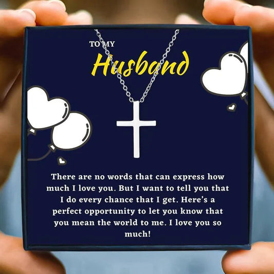 To My Man Always & Forever Cross Necklace Gift Set - husband necklace - To My Man Always & Forever Cross Necklace Gift Set - Default Title - by Hunny Life