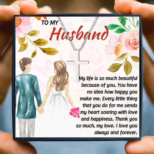 To My Man Cross Necklace Gift Set From Wife - husband necklace - To My Man Cross Necklace Gift Set From Wife - Default Title - by Hunny Life