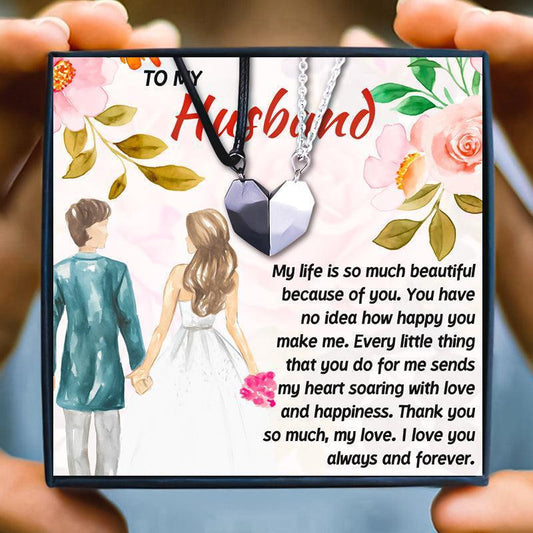 To My Man Magnetic Heart Couple Necklace - husband necklace - To My Man Magnetic Heart Couple Necklace - Default Title - by Hunny Life