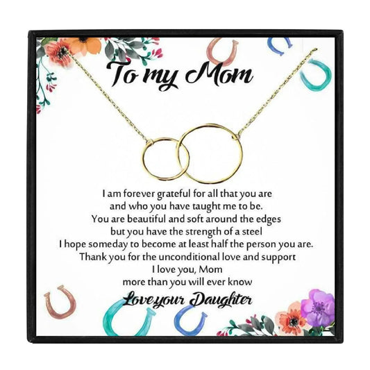 To My Mom Double Circles Necklace From Daughter - mom necklaces - To My Mom Double Circles Necklace From Daughter - gold Gift Box - by Hunny Life