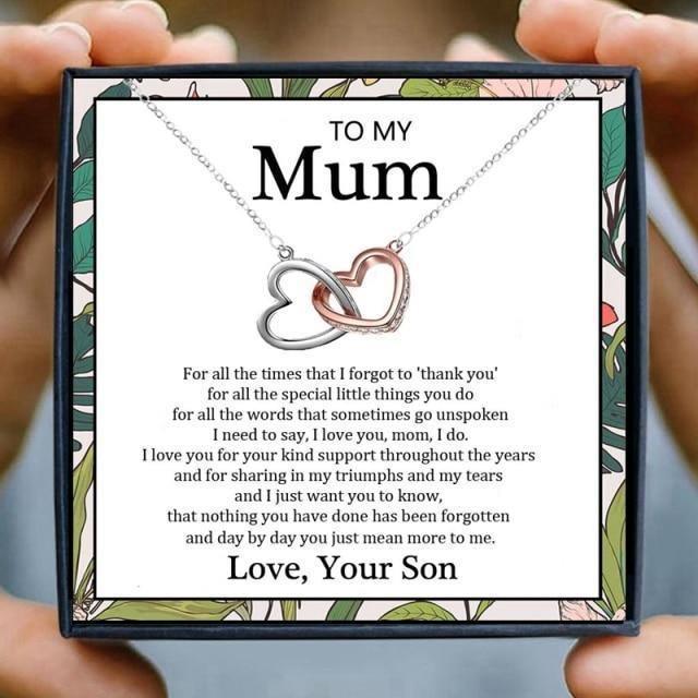 To My Mom Double Heart Necklace Gift From Son - mom necklaces - To My Mom Double Heart Necklace Gift From Son - txx217v1 Gift Box - by Hunny Life