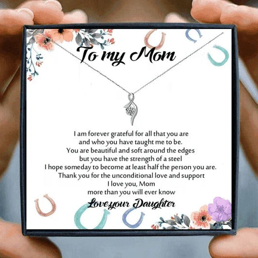 To My Mom Heartfelt Crystal Pendant Gift Necklace - mom necklaces - To My Mom Heartfelt Crystal Pendant Gift Necklace - White Crystal - by Hunny Life