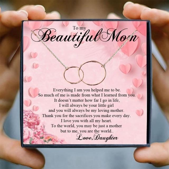 To My Mother Double Circle Gift Necklace Set - mom necklaces - To My Mother Double Circle Gift Necklace Set - rose gold Gift Box - by Hunny Life
