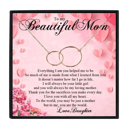 To My Mother Double Circle Gift Necklace Set - mom necklaces - To My Mother Double Circle Gift Necklace Set - rose gold Gift Box - by Hunny Life